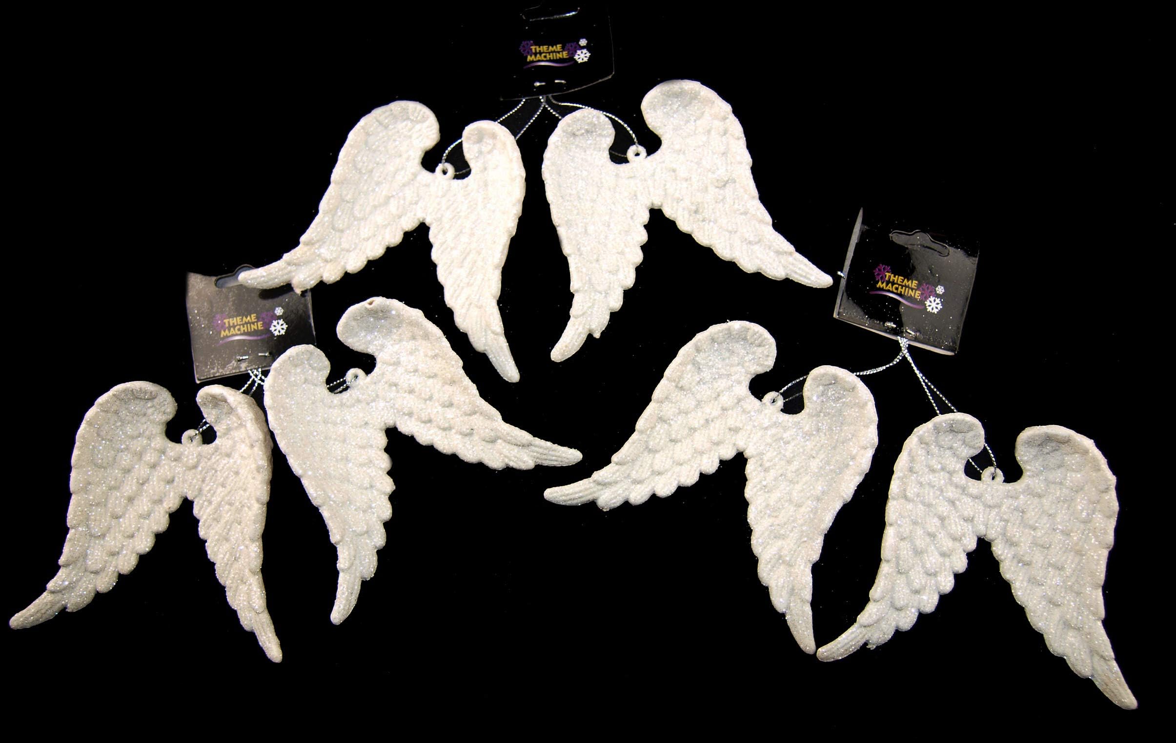 Theme Machine Set Of 6 Angel/Fairy Wings Christmas Tree Baubles Decorations - WHITE