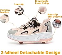 Vista 2 de Wooowyet - Zapatos con ruedas recargables para patinar para niños, unisex, con luces LED, moda