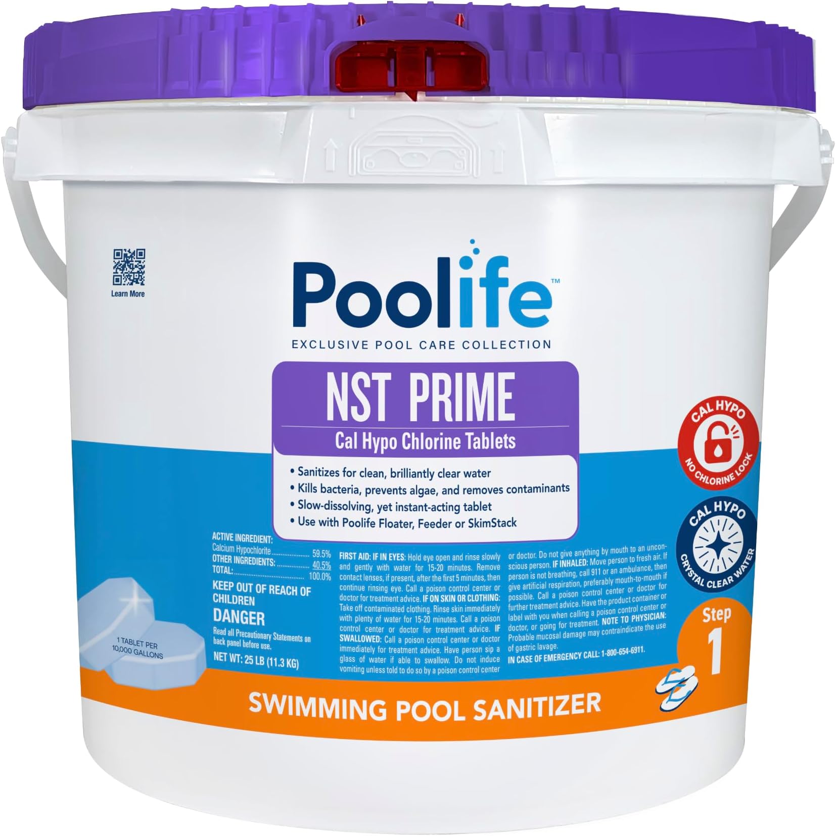 Poolife NST Tablets for Pool Sanitation, Clear Water & Prevent CYA Buildup - Slow-Dissolving Calcium Hypochlorate - Pool Chlorine Tablets Work with NST Feeder, Floater & Skimmer - 20.2 lb