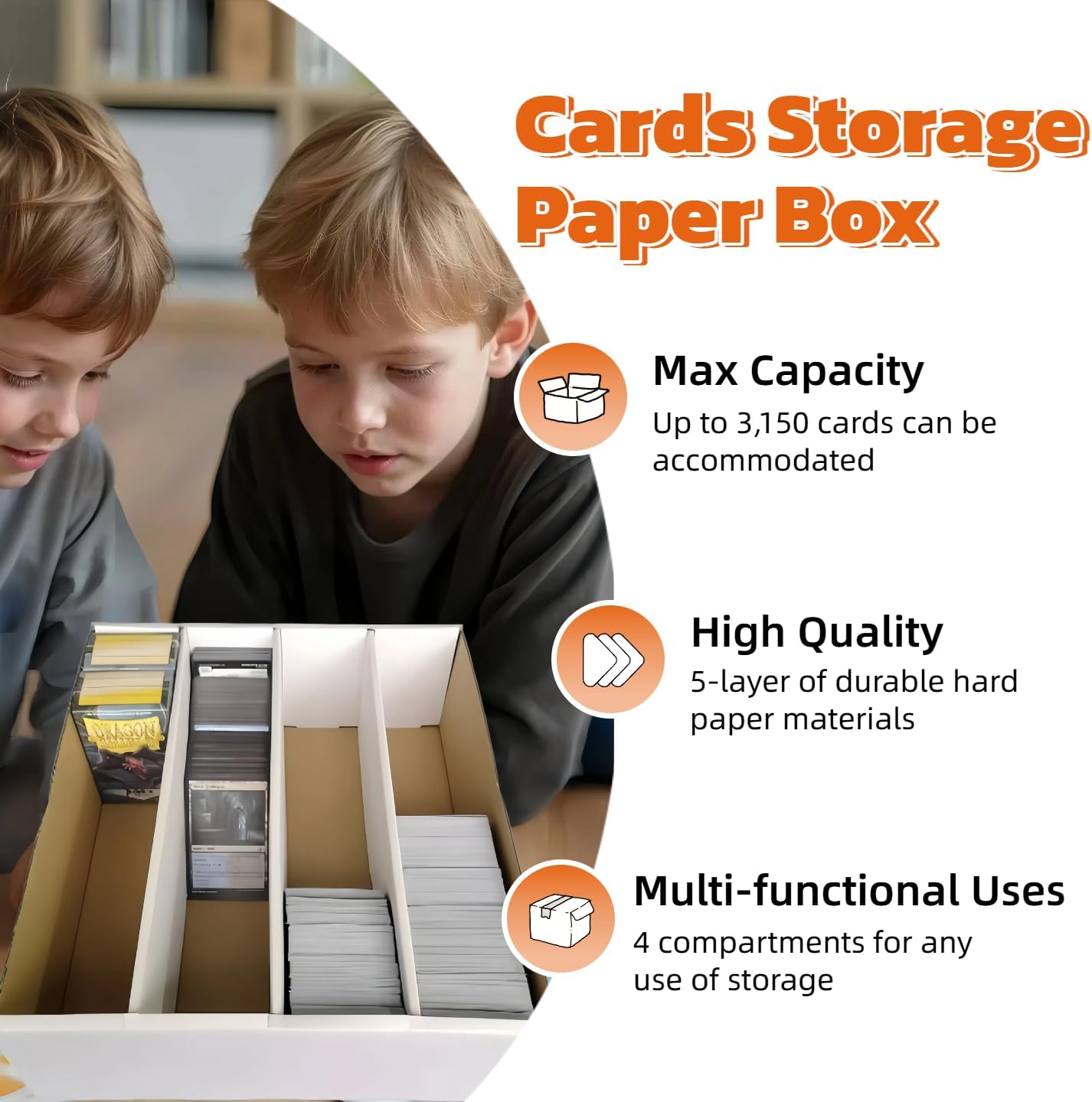 8 Pack Cardboard Card Storage Box 3120 Count Bulk Card Storage White Sports Card Boxes (8)