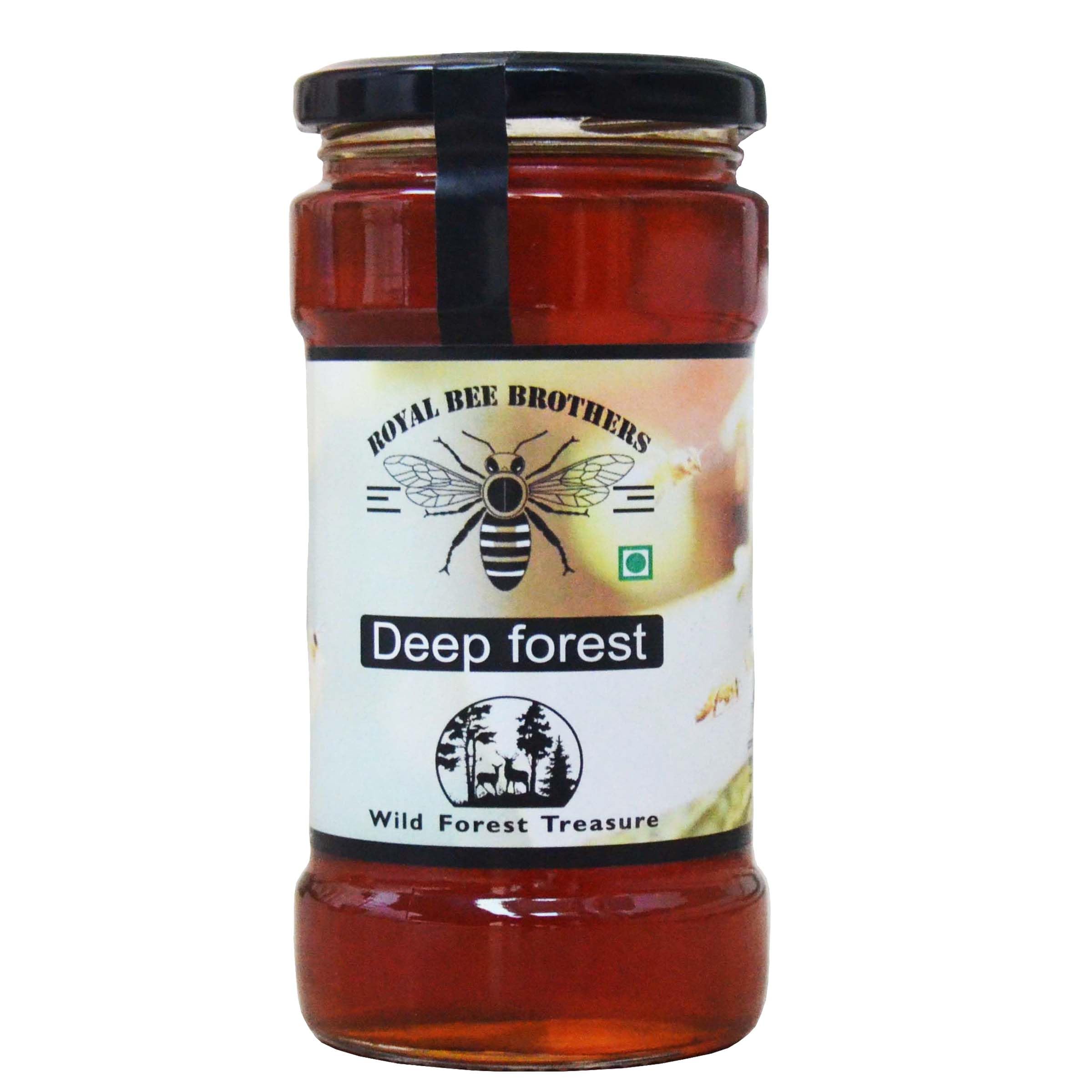Royal Bee Brothers, Deep Forest Honey, Wild Bee Honey from Katarniaghat Forest, Raw, Unprocessed & Unheated, Pollen-Rich, Woody Aroma, Smooth Texture, No Additives, Nutrient-Rich, 500g