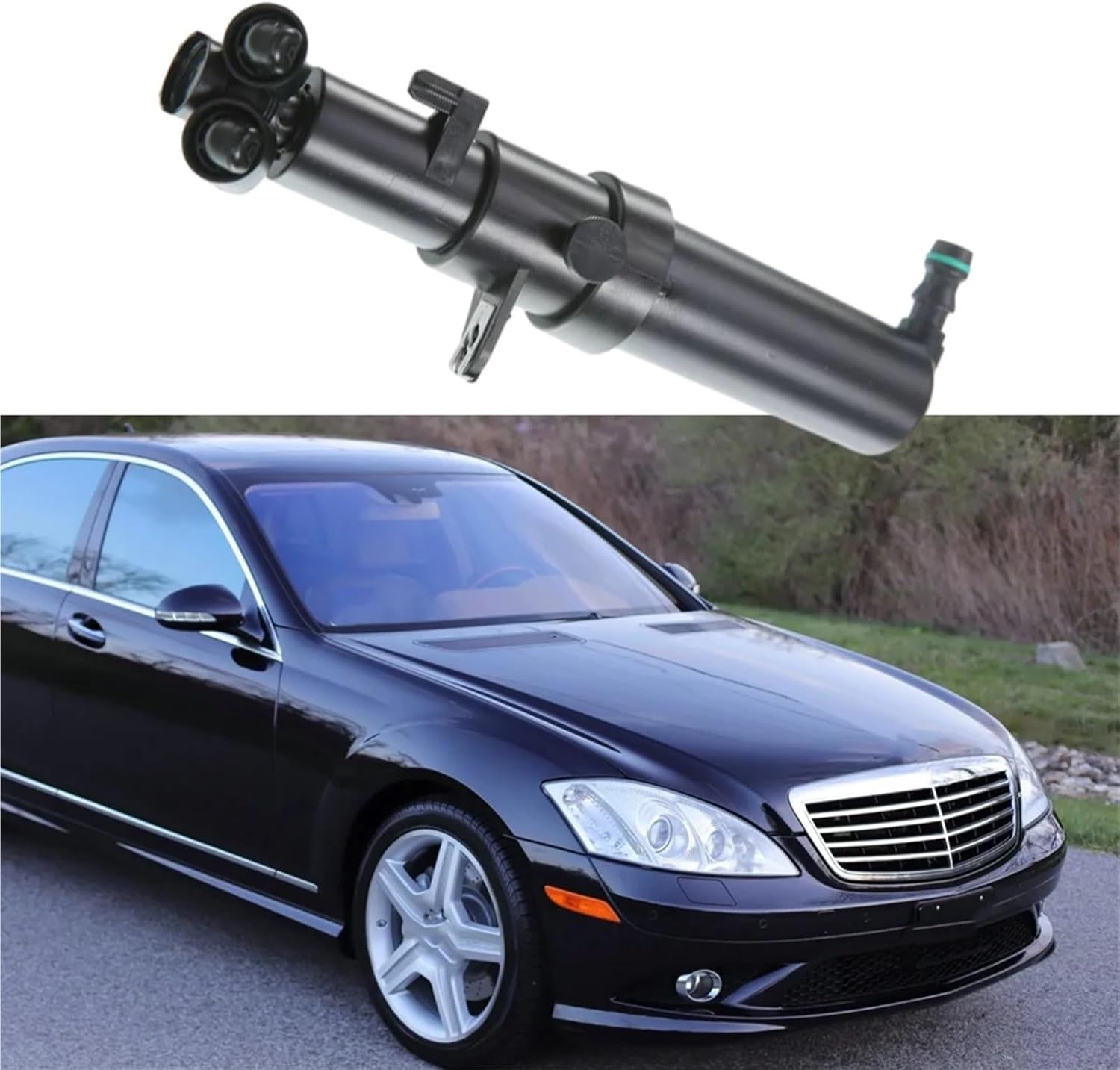 Front Headlight Washer Nozzle Sprayer Compatible with Mercedes-Benz S600 W221 V12 5.5L Sedan 2007-2009 Car Accessories A2218600147(Left)
