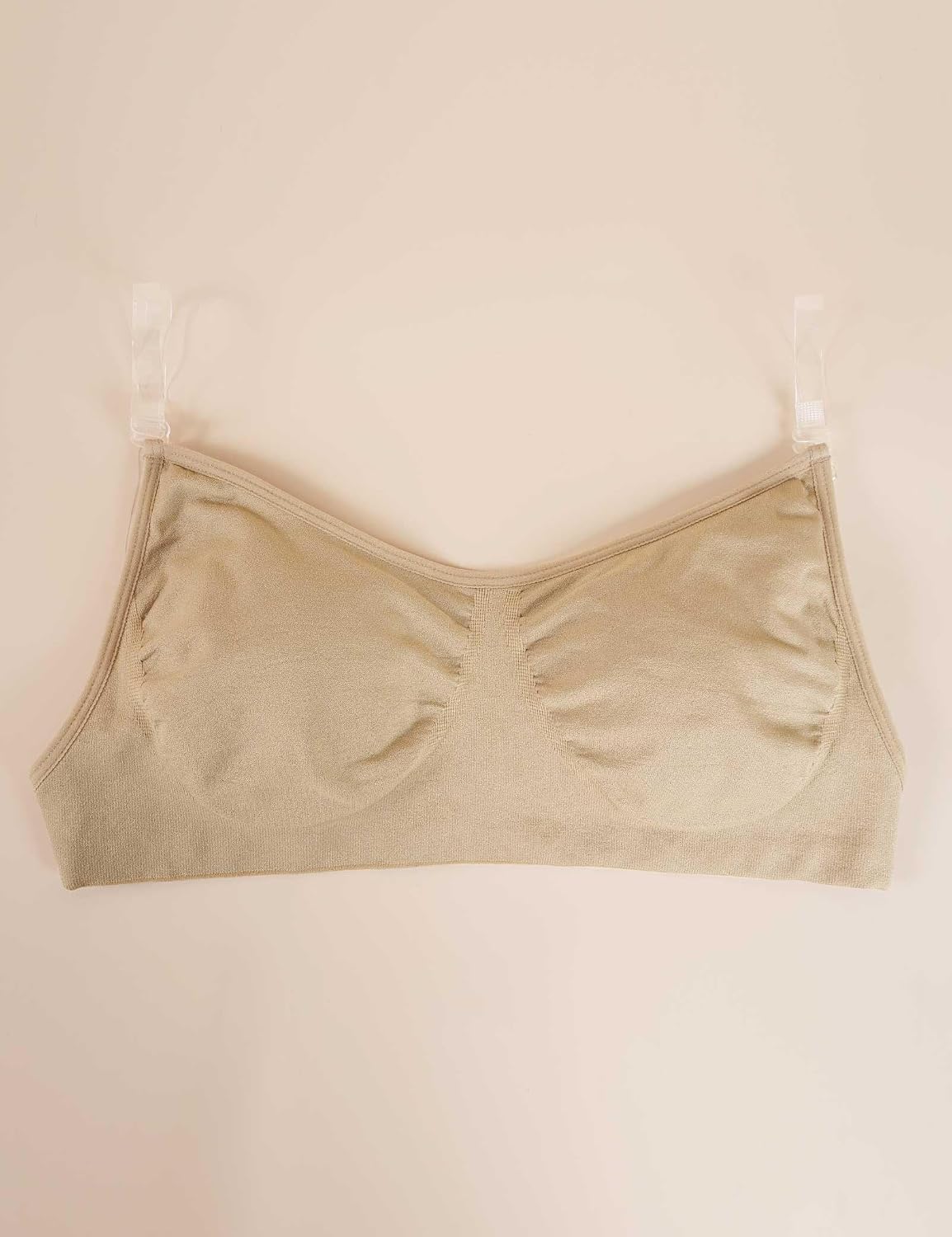 Nude Women Ballet Bralette Clear Back Straps, Soft Dance Bra for Athletic image 5