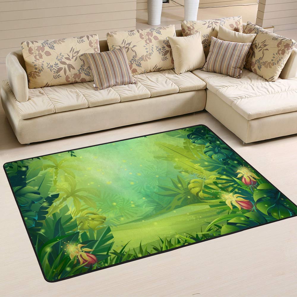 Tapis herbe abstraite facile à nettoyer Ruchen grand modèle durable pour salle à manger