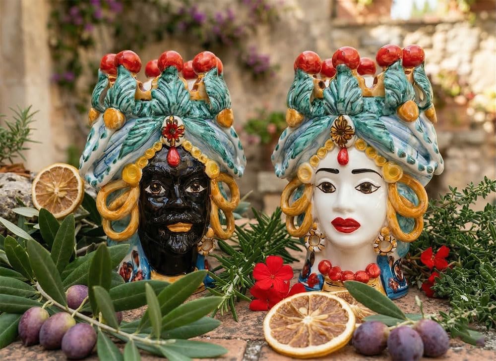 Céramique sicilienne têtes de moro pour sublimer votre salon avec élégance