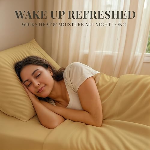 Miniatura 3 de Sacred Thread Juego de sábanas de rayón de 4 piezas hecho de bambú, juego de ropa de cama y fundas de almohada con bolsillos profundos, ropa de cama