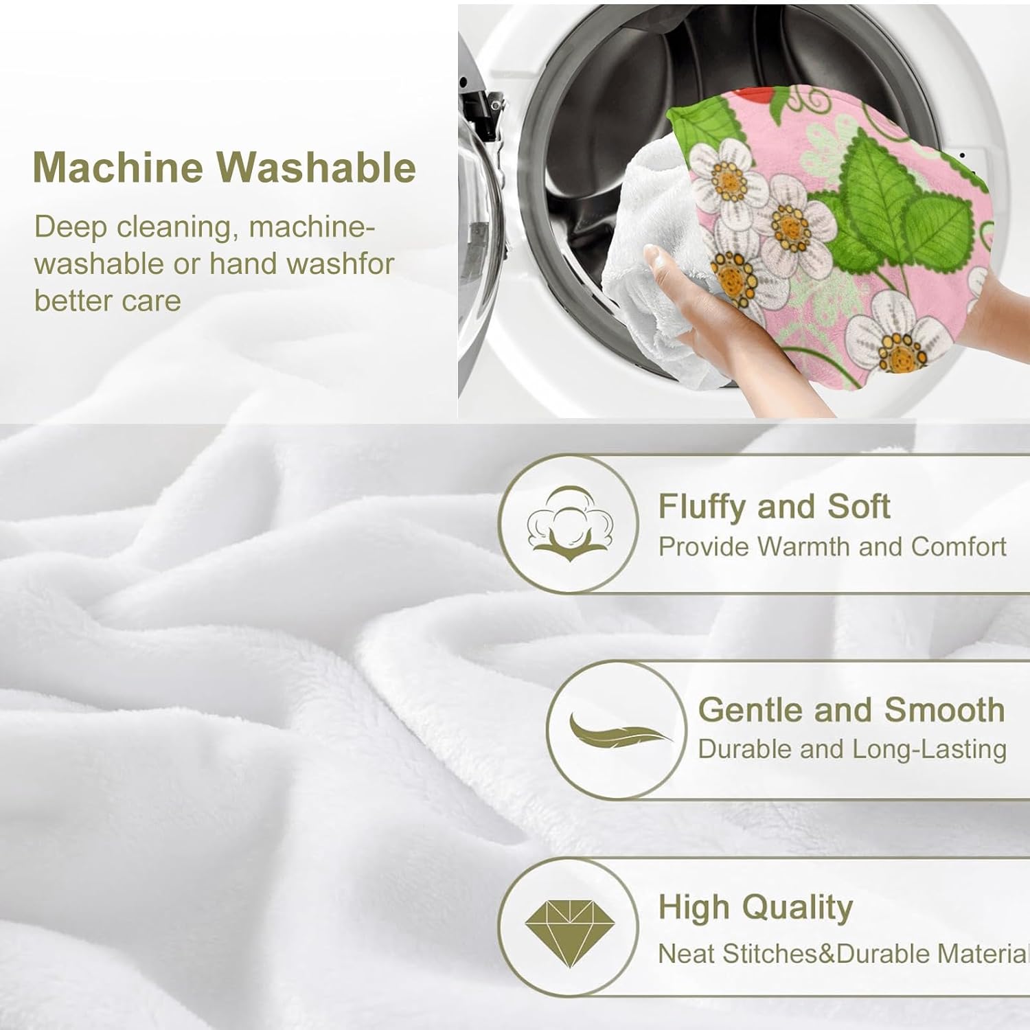 Strawberry Blankets Custom, Personalized Throw Flannel Blanket for Bed Sofa Couch, 50x40 Inches