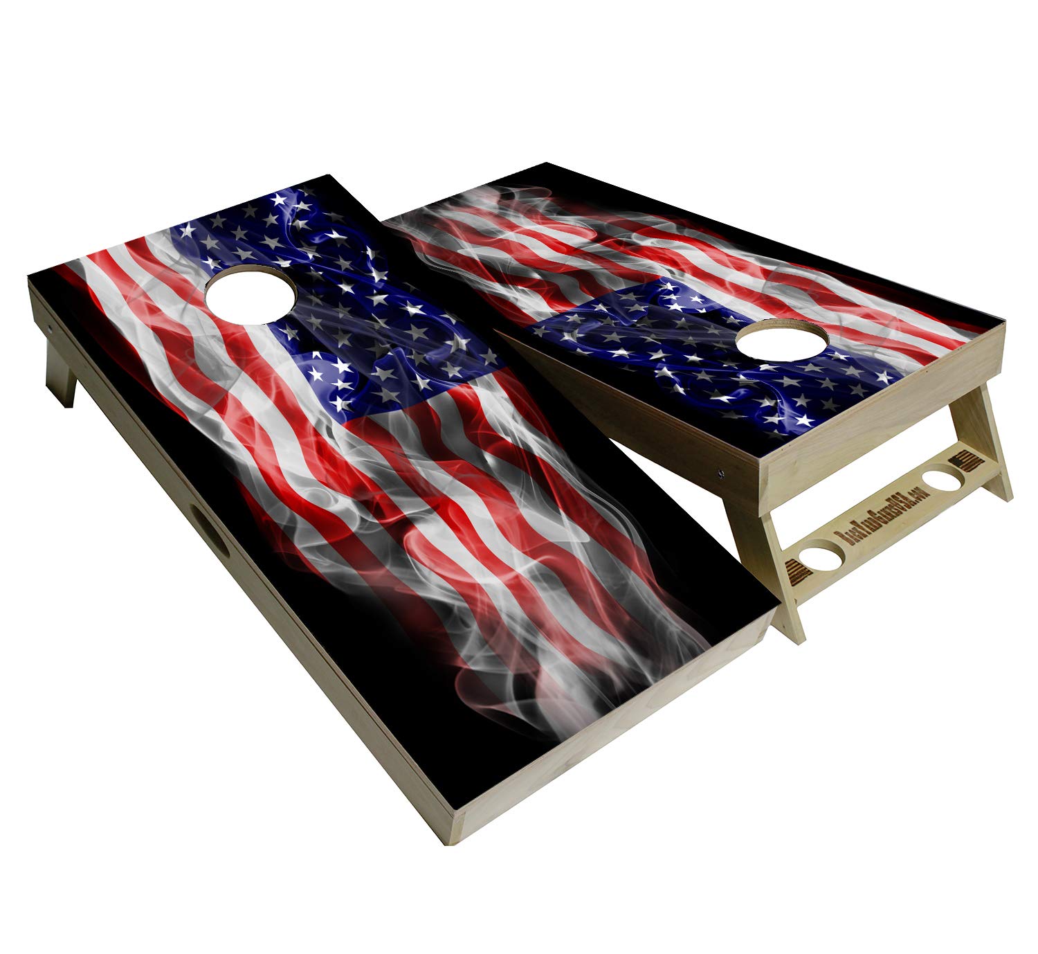 American Flag Series - Premium Cornhole Boards w Cupholders and a Handle - Includes 2 Regulation 4' x 2' Cornhole Boards w Premium Birch Plywood and 8