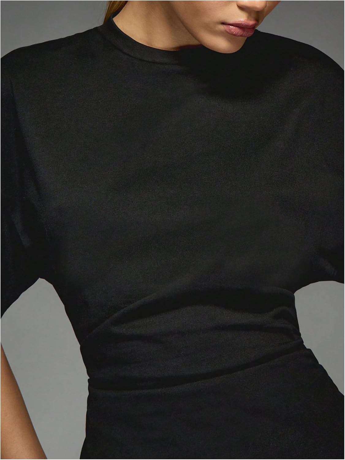 Verdusa Women's Cinched Waist Tops Drop Shoulder Short Sleeve Ruched T Shirt - Image 4