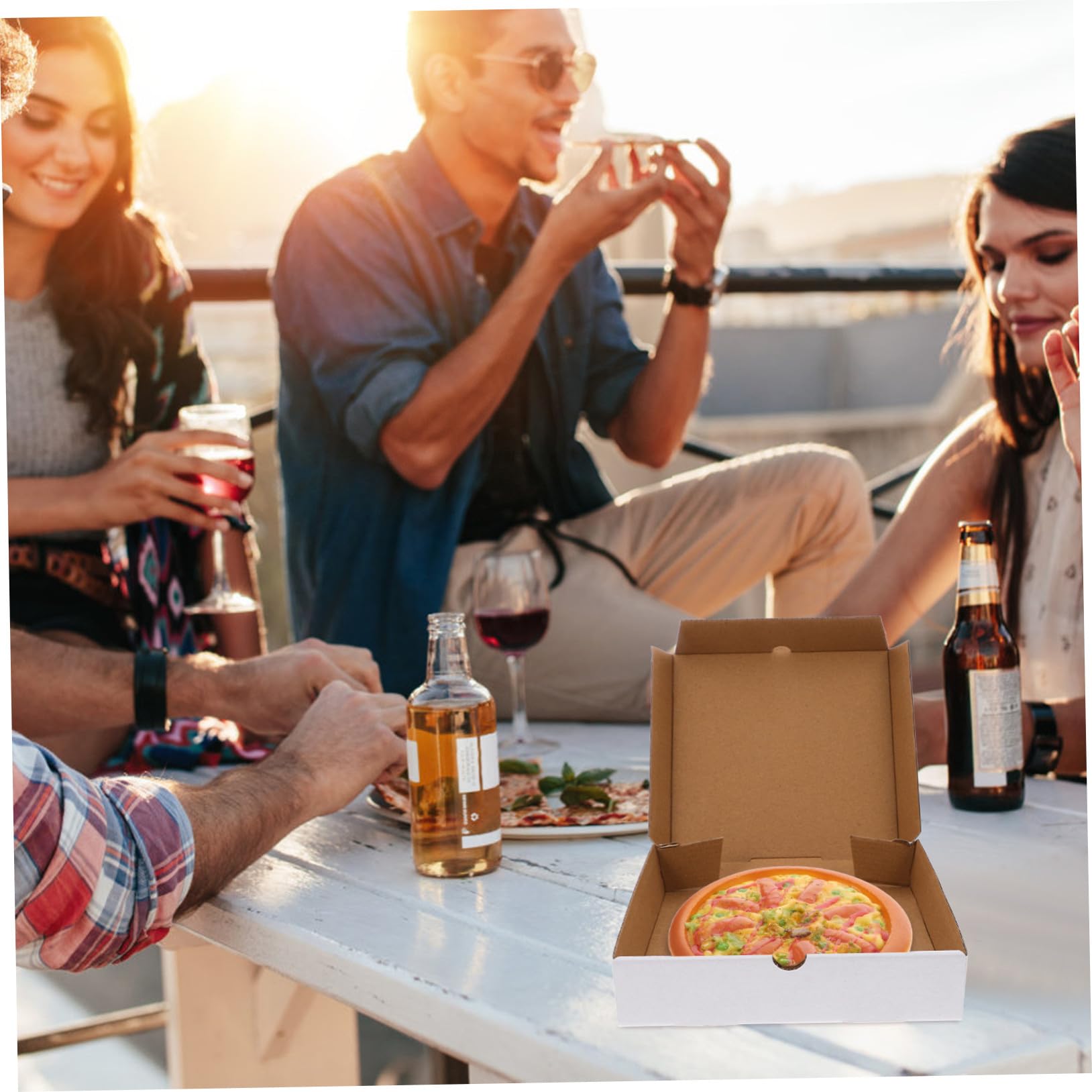 Cajas de Pizza de Color Blanco 30 Piezas de Papel Kraft Corrugado