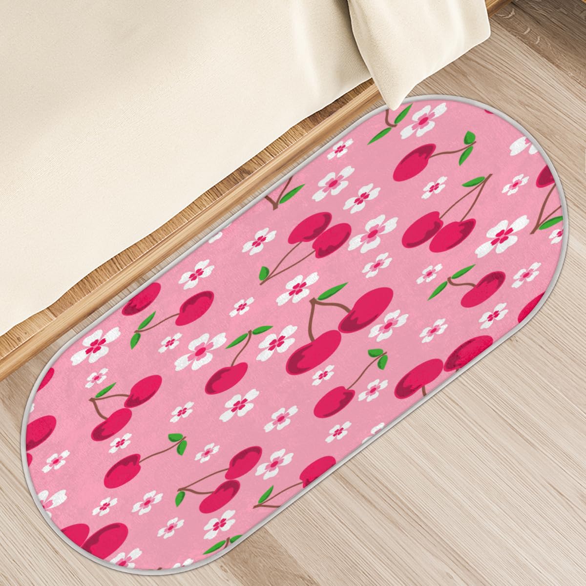 TropicalLife Kwiat wiśnia owoce dywanik mata 50 x 120 cm, wiśnia długie włosy pogrubione dywaniki do pokoju kuchni domu łazienki wewnątrz antypoślizgowa mata podłogowa dywaniki