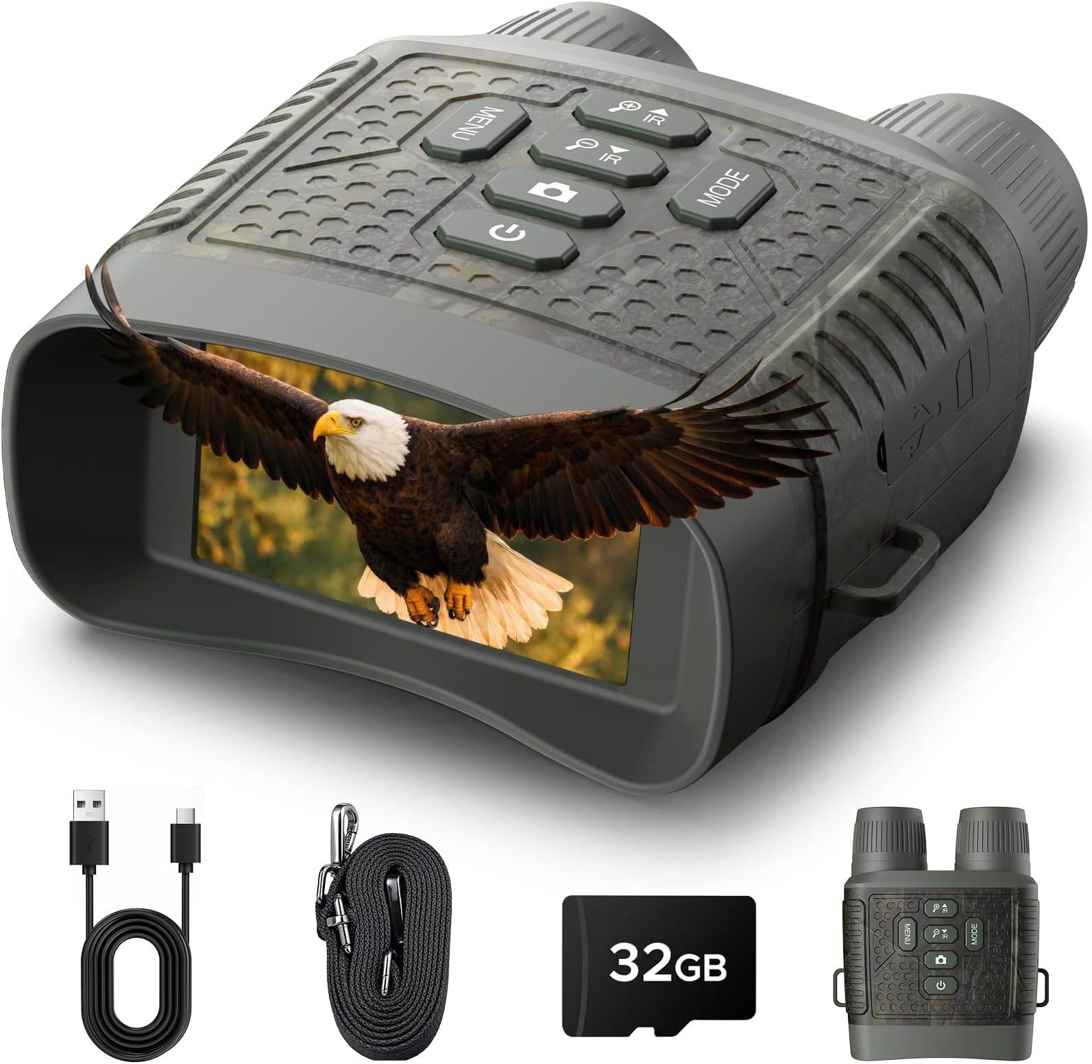 4K Night Vision Goggles, Night Vision Binoculars with 3″ Screen, 10X Digital Zoom, Infrared Binoculars, 5000mAh Rechargeable Battery, 32GB Card Included Tech Gadgets Telescope, Gifts for Men