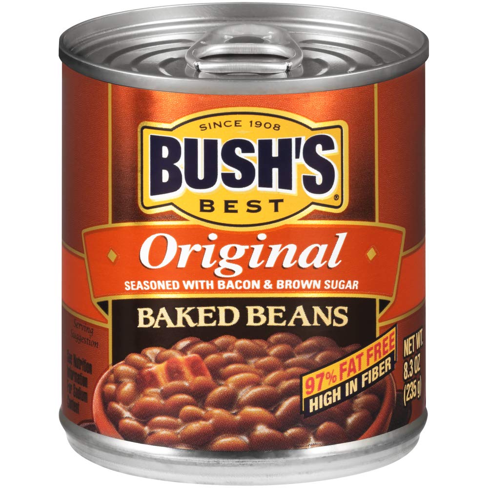 BUSH'S BESTCanned Original Baked Beans, Source of Plant Based Protein and Fiber, Low Fat, Gluten Free, 8.3 oz