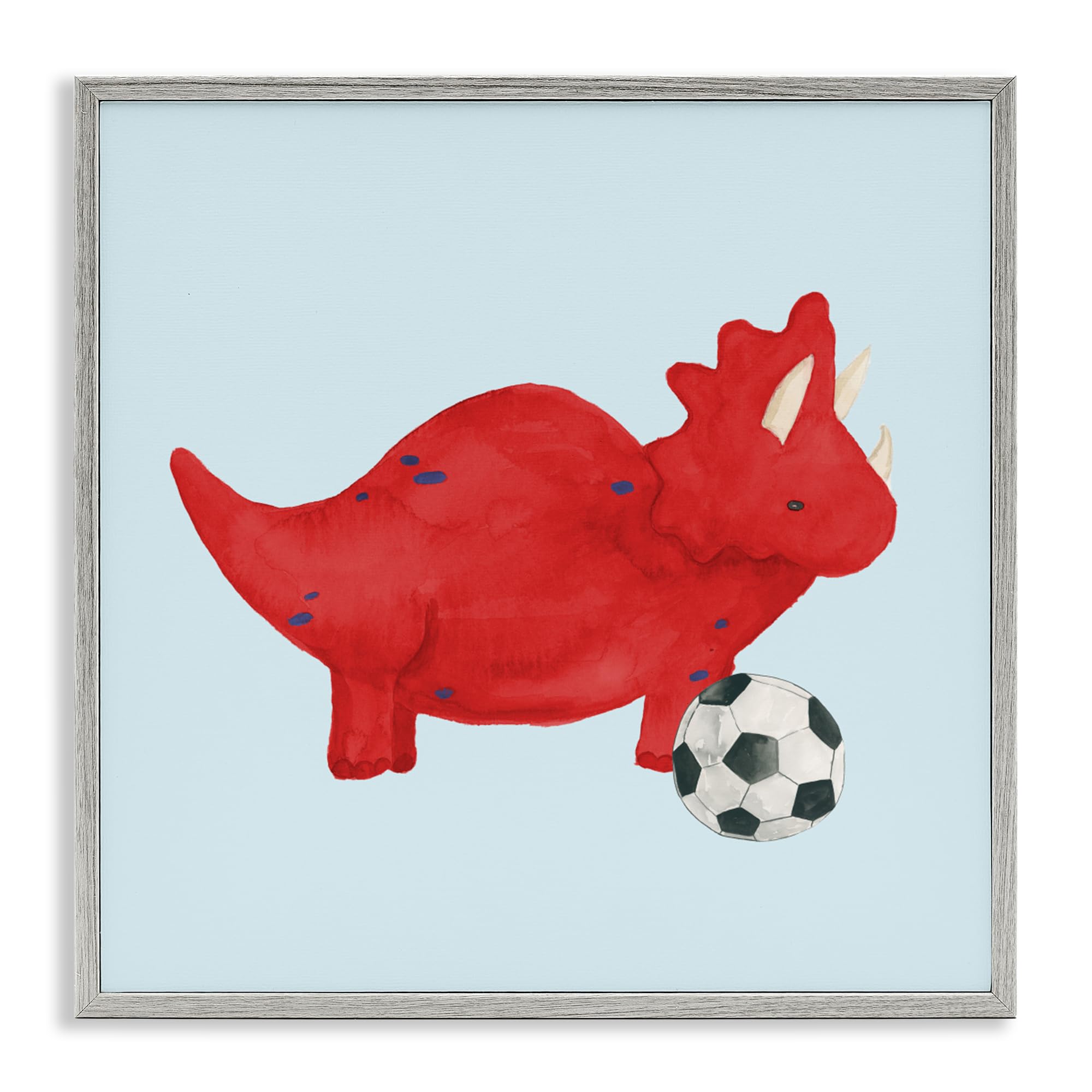 Stupell Industries Baby Triceratops Soccer 'Baby Dino With Ball'| Framed Giclee Art