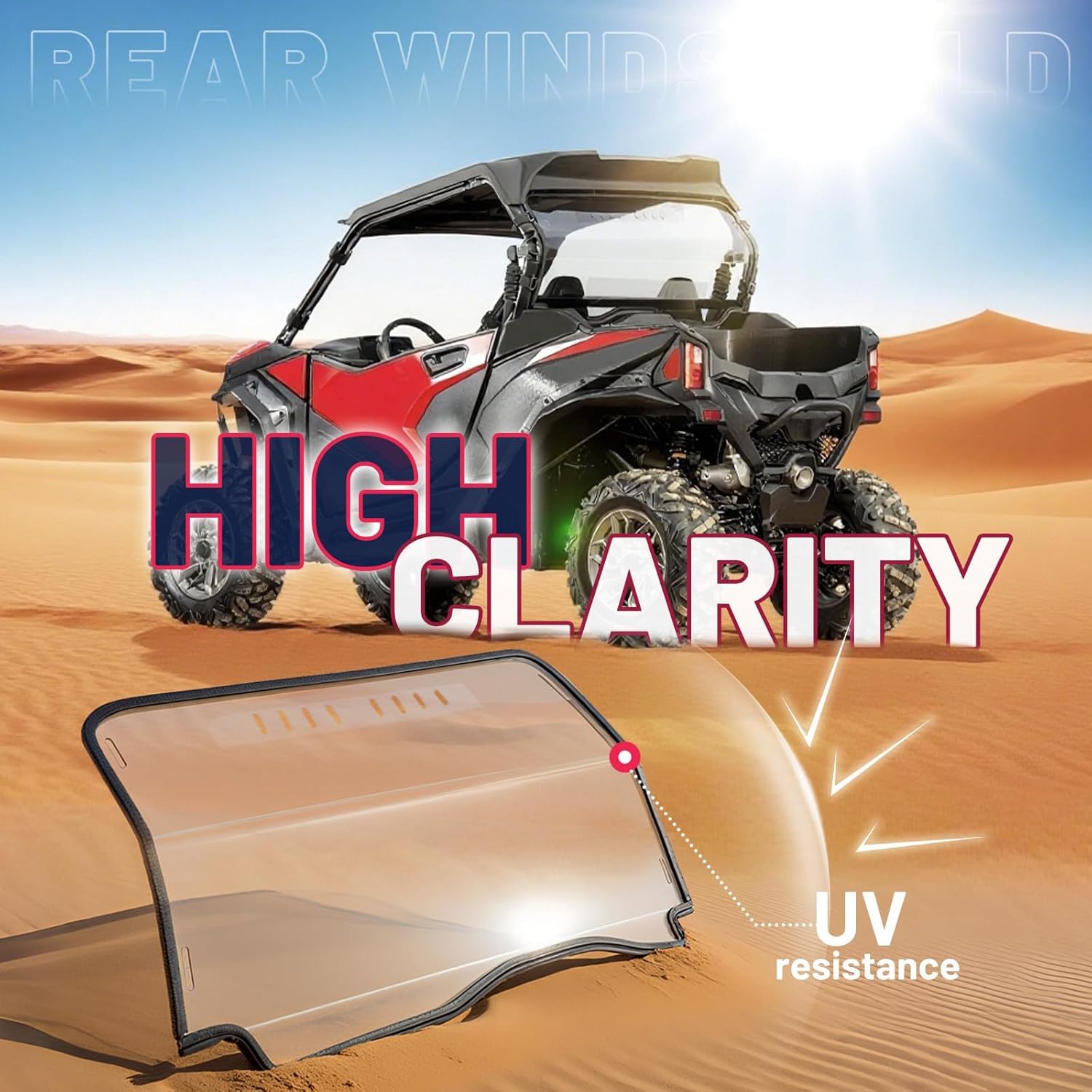 UTV Rear Windshield W/ Vent Holes Compatible with 2023-2025 CFMOTO ZForce 950 Sport/Sport 4/Trail/800 Trail All-Weather Protection Against Flying Mud, Rain and Debris Plastic(PC+Rubber) Clear