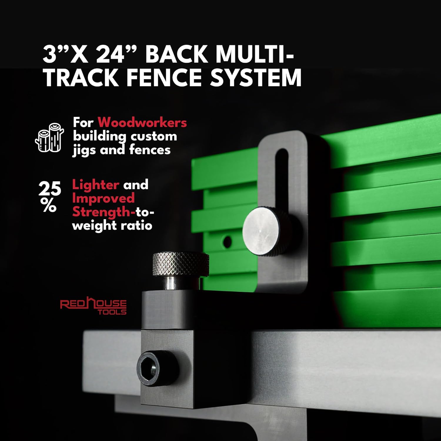 Multi T-Track - 3" Universal T-Track for Woodworking | Anodized Aluminum T Track Fence System | Woodworking Accessories | 24" Fence System (Set of 2) | Red