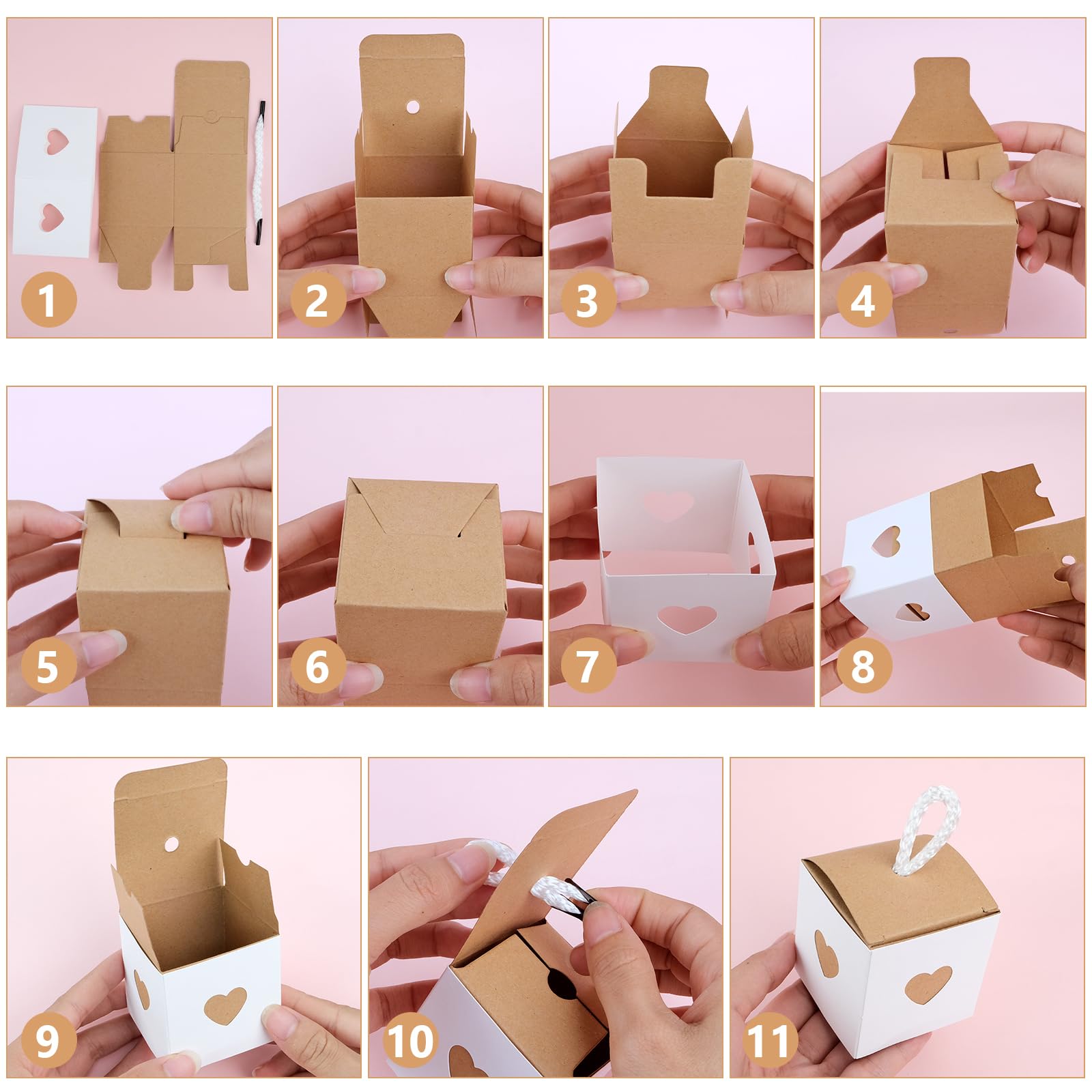 50 Boîtes Cadeaux Cœur Kraft - Emballage Mariage, Anniversaire Ou Saint-Valentin Avec Fenêtre