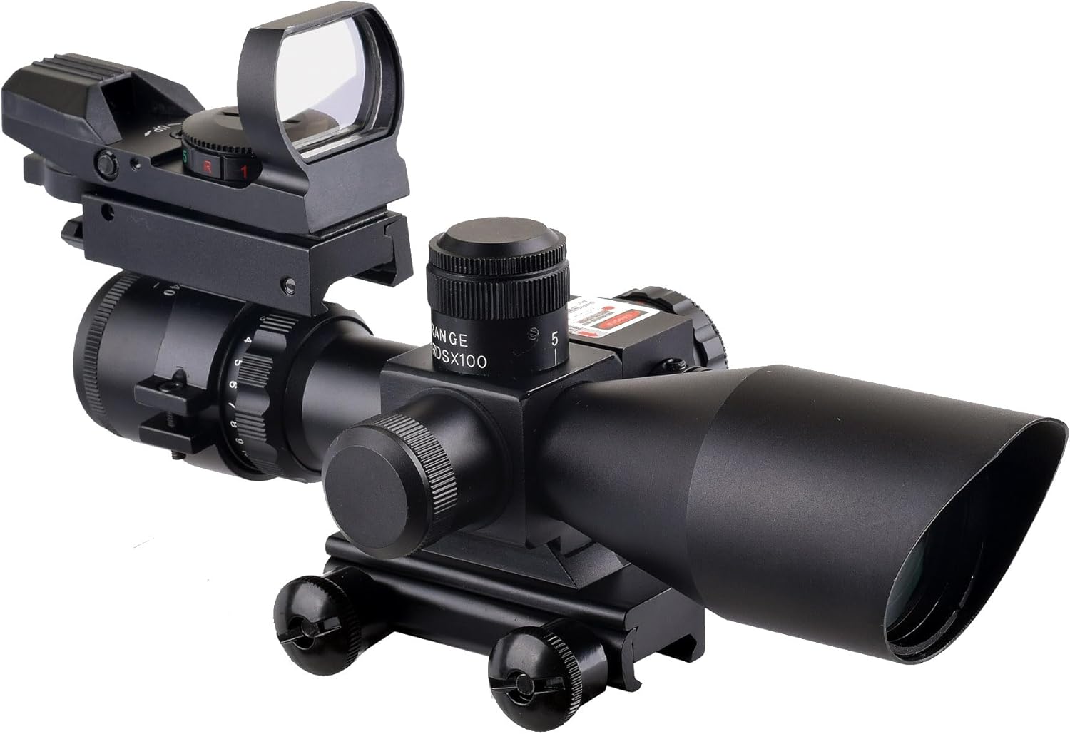 WIPBOTEN 2.5-10x40 Combo Laser Red Green Scope with Mil-dot Reticle and 3 MOA dot, Dual Illumination for Hunting