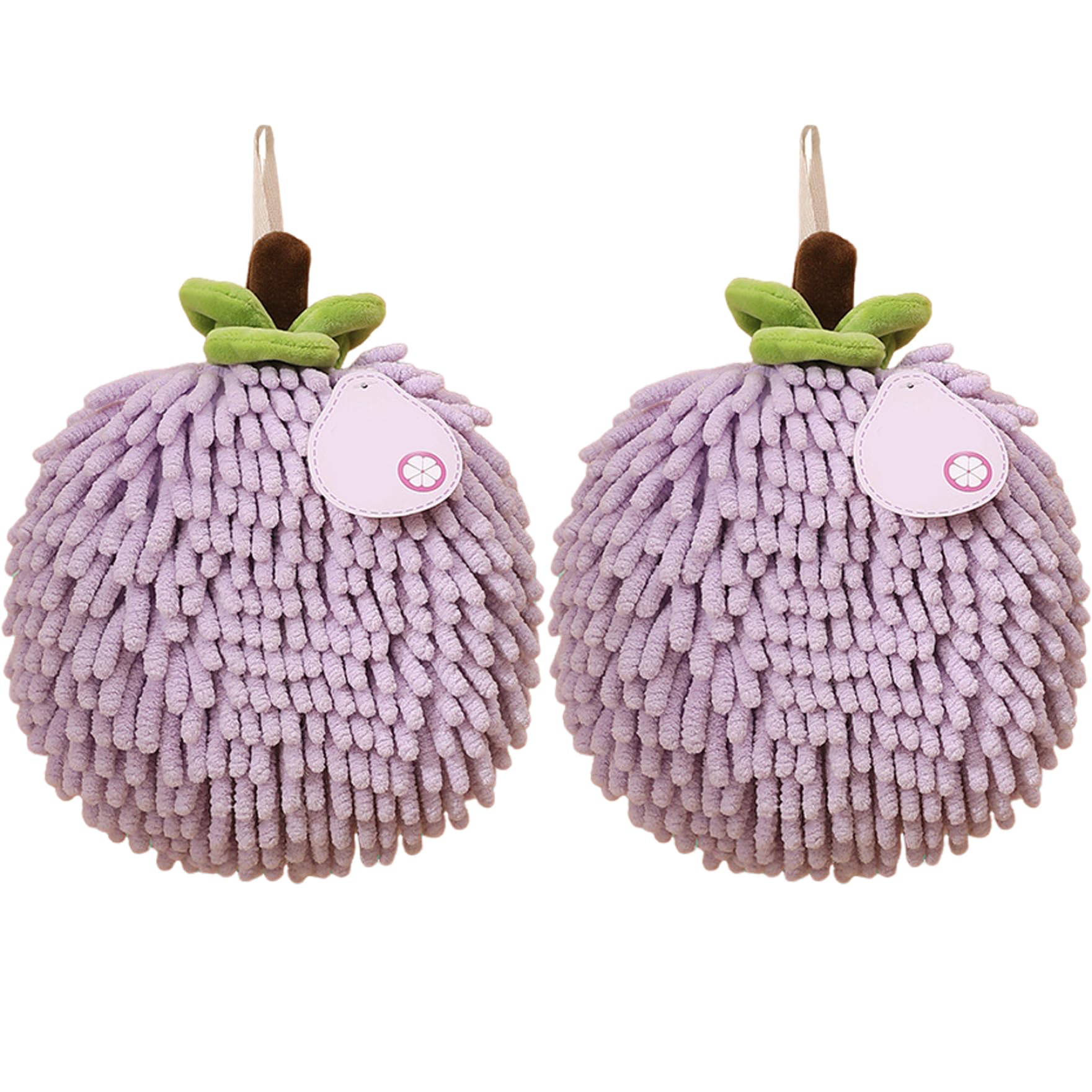 Vervevum Hand Towel, 2PCS Soft Absorbent Chenille Puff Ball Hand Towel, Breathable Quick Dry Puffball Towels, with Hanging Loop for Kitchen Bathroom, Puff Ball