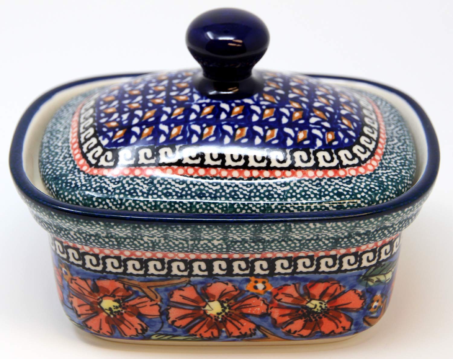 Polish Pottery Butter Tub From Zaklady Ceramiczne Boleslawiec 1188-150 Art Unikat Signature Pattern