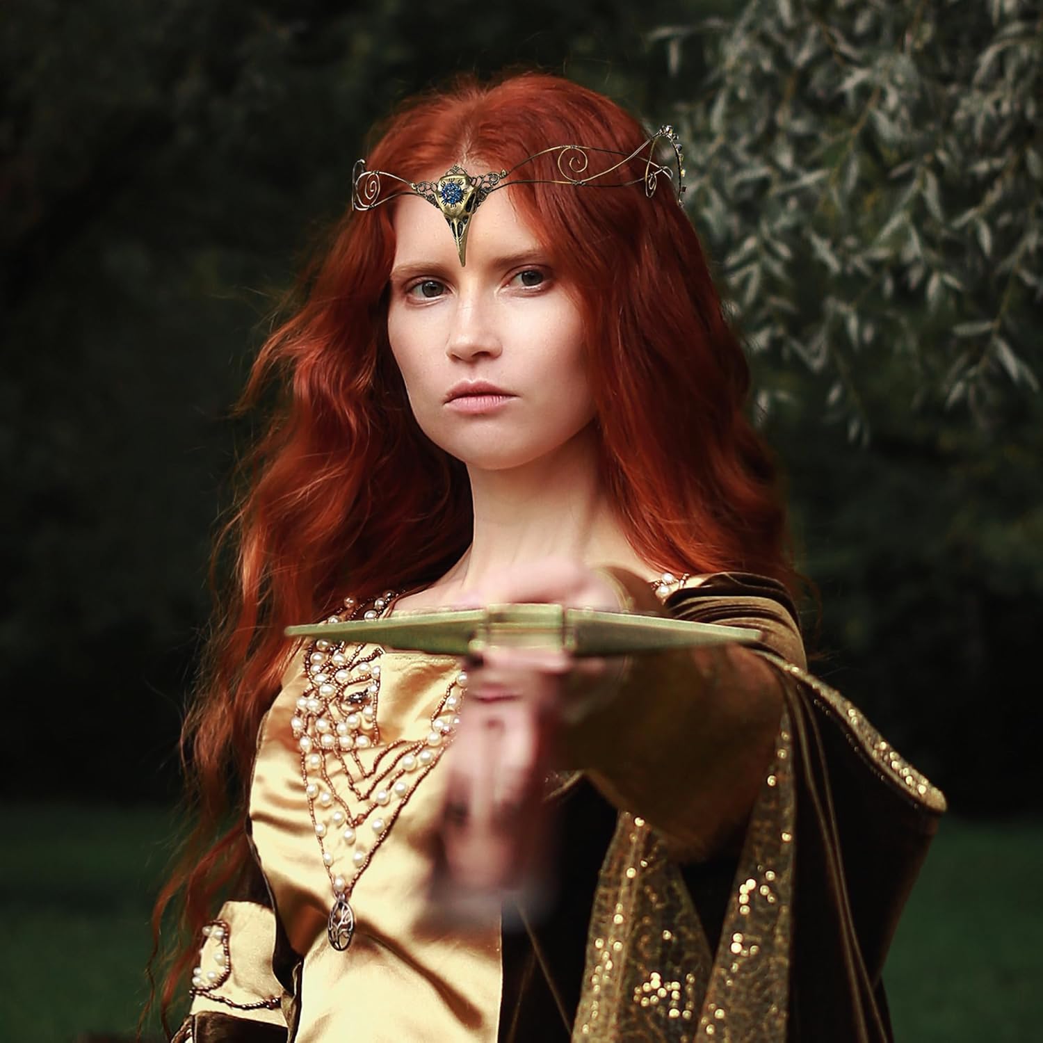 Fairy Circlet Headpiece Crown - Cosplay Retro Bronze Renaissance Crown - Image 2