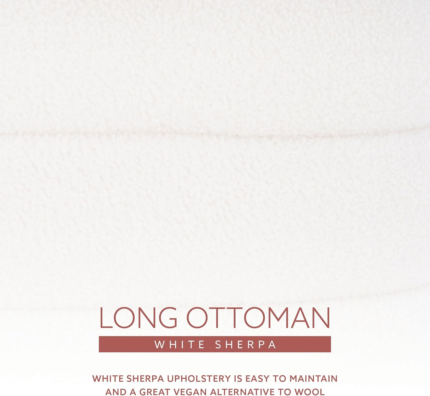 Linon Sherman White Sherpa Oblong Ottoman with Stitched Channel Designs