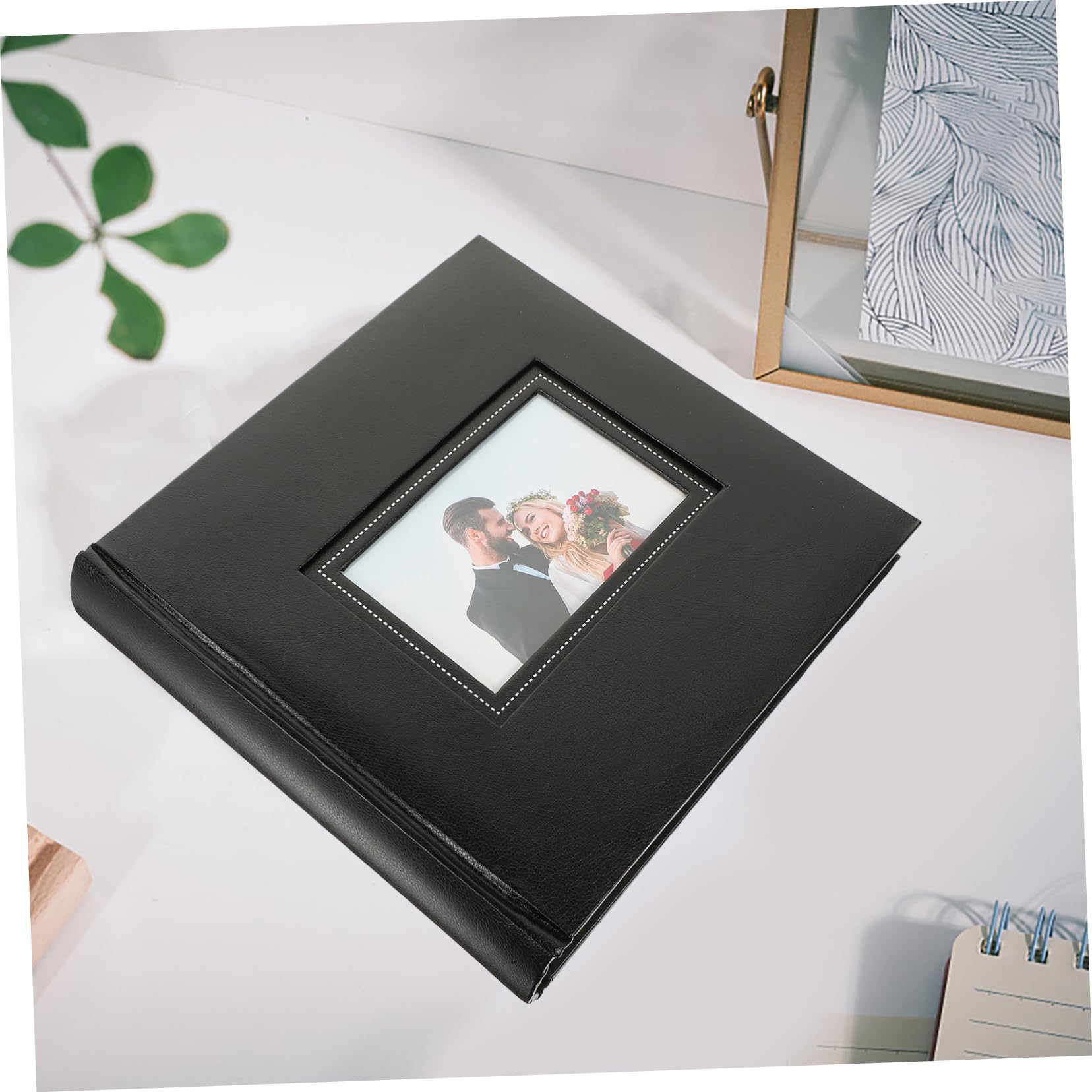 Álbum de Fotos 50 Páginas Interiores Pu Negro, Libro de Recuerdo | 200 Fotos, Diseño Decorativo, Visión Clara, para Familia y Viaje, Formato 6 Pulgadas