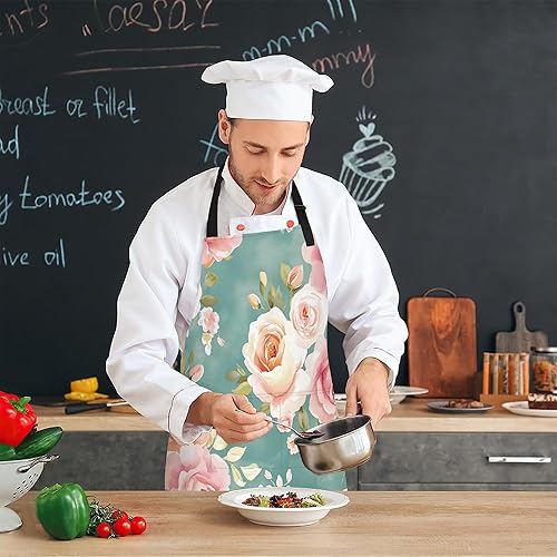 Miniatura 7 de Delantal de cocina ajustable con bolsillos para mujeres y hombres, delantal de chef suave para cocinar, barbacoa y parrilla