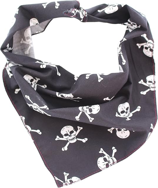 Pet Pooch Boutique Skulls Bandana for Dog, Small/Medium, Black