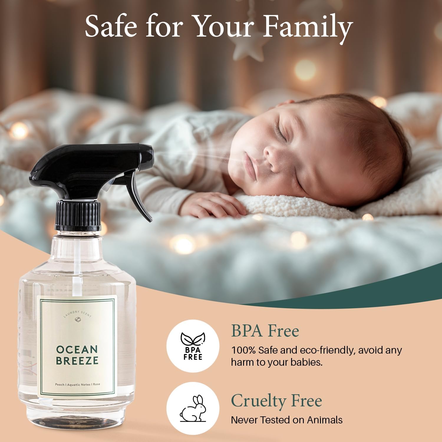 Chakra Freshener Fabric Spray - Long-Lasting Multi-Purpose Laundry Scent for Bedding, Clothes & Home Fabric Deodorizer, Luxury Room Deodorizer, Linen Spray w/Trigger, 33.8 fl oz, Ocean Breeze