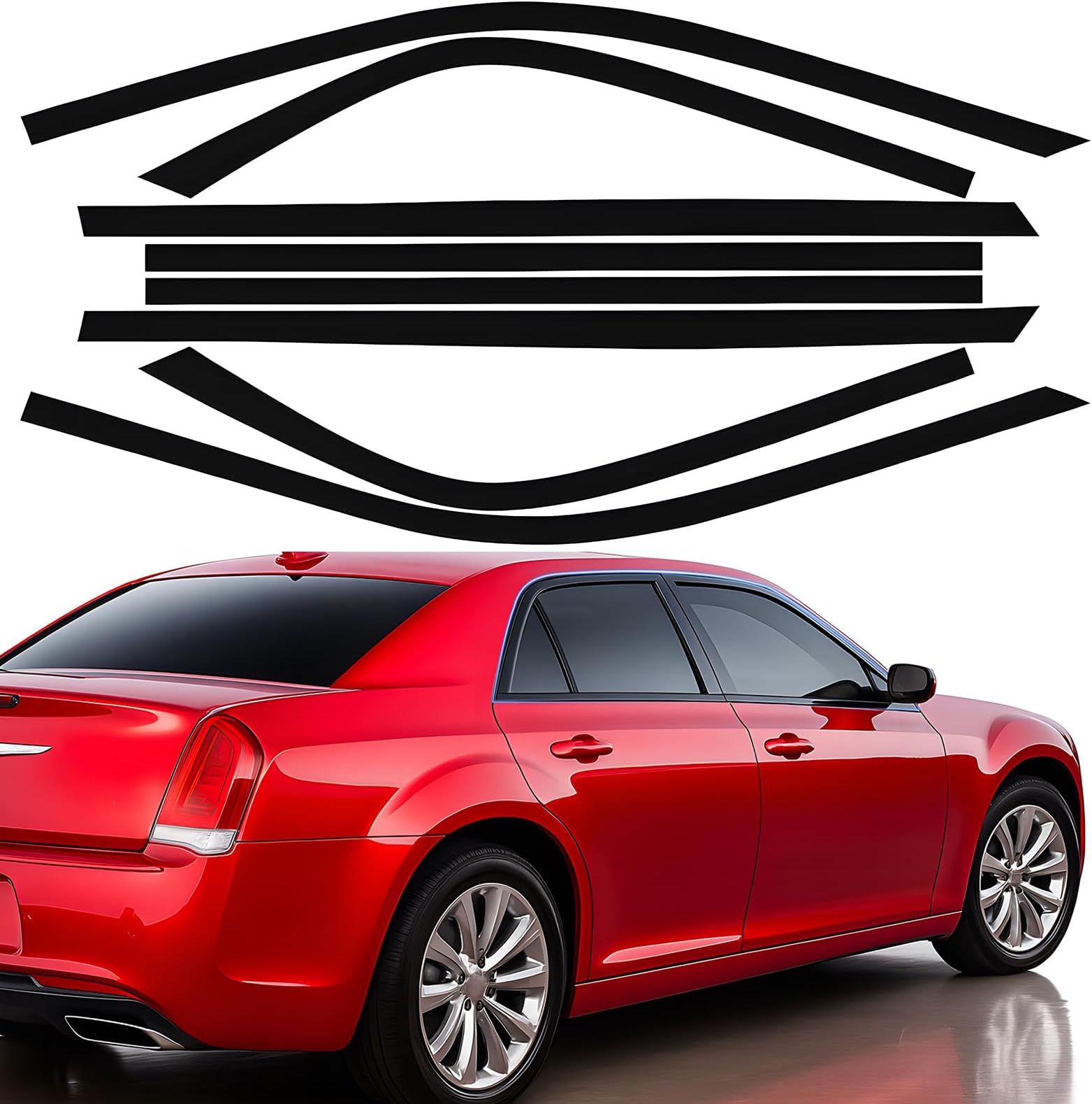 Chrome Delete Vinyl Wrap Kit fit for 2015-2023 Chrysler 300 Accessories Side Window Trim with Gloss Black Blackout Film