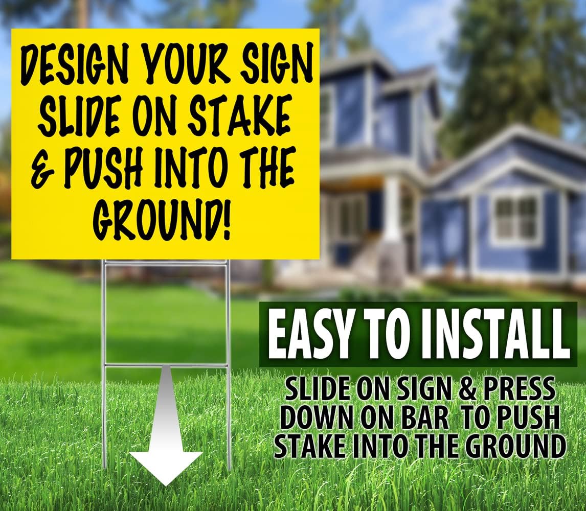 24x18 Blank Yellow Corrugated White Yard Sign Kits Includes Tall 10x24 Double H Yard Stakes, Waterproof Heavy Duty Outside Bulk Sign Boards (Yellow 24x18-10 Pack)