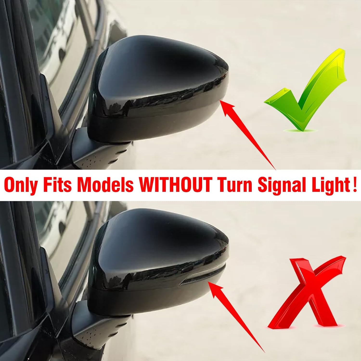 Moonlinks Compatible with Honda Civic 11th Gen 2022-2025 LX EX EX-L Si Sedan Sport Side Mirror Cover Replacement, Glossy Black Left Driver Side Clip-on Mirror Cap WITHOUT Turn Signal