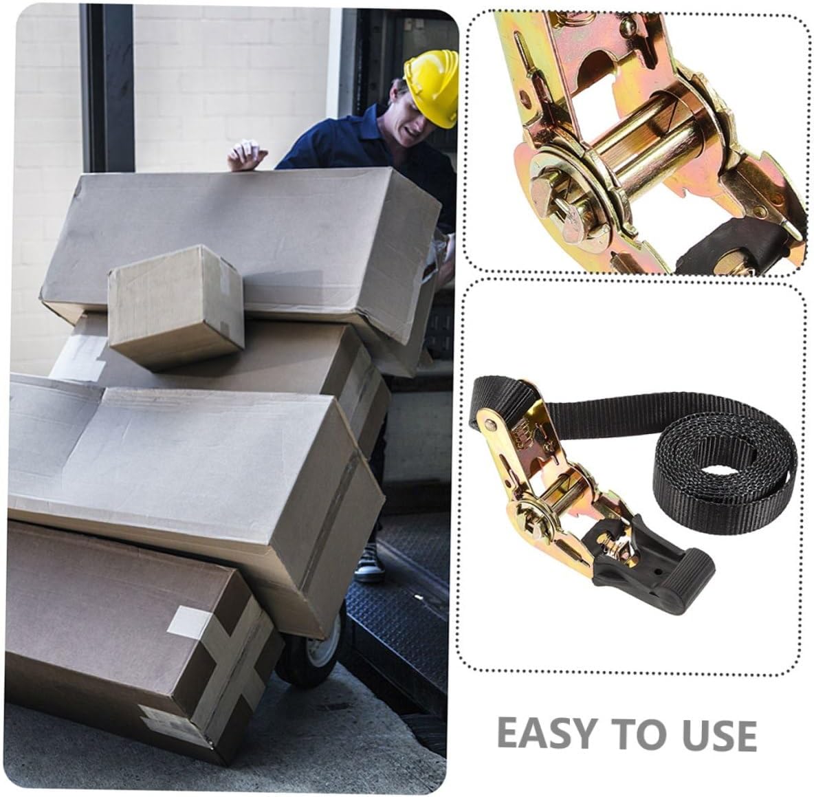 Heavy-Duty Ratchet Cargo Straps Tie-Down Set 3pcs 2.5cm X 2m with Ratcheting Tensioner for Motorcycle Lashing and Automotive Load Securing