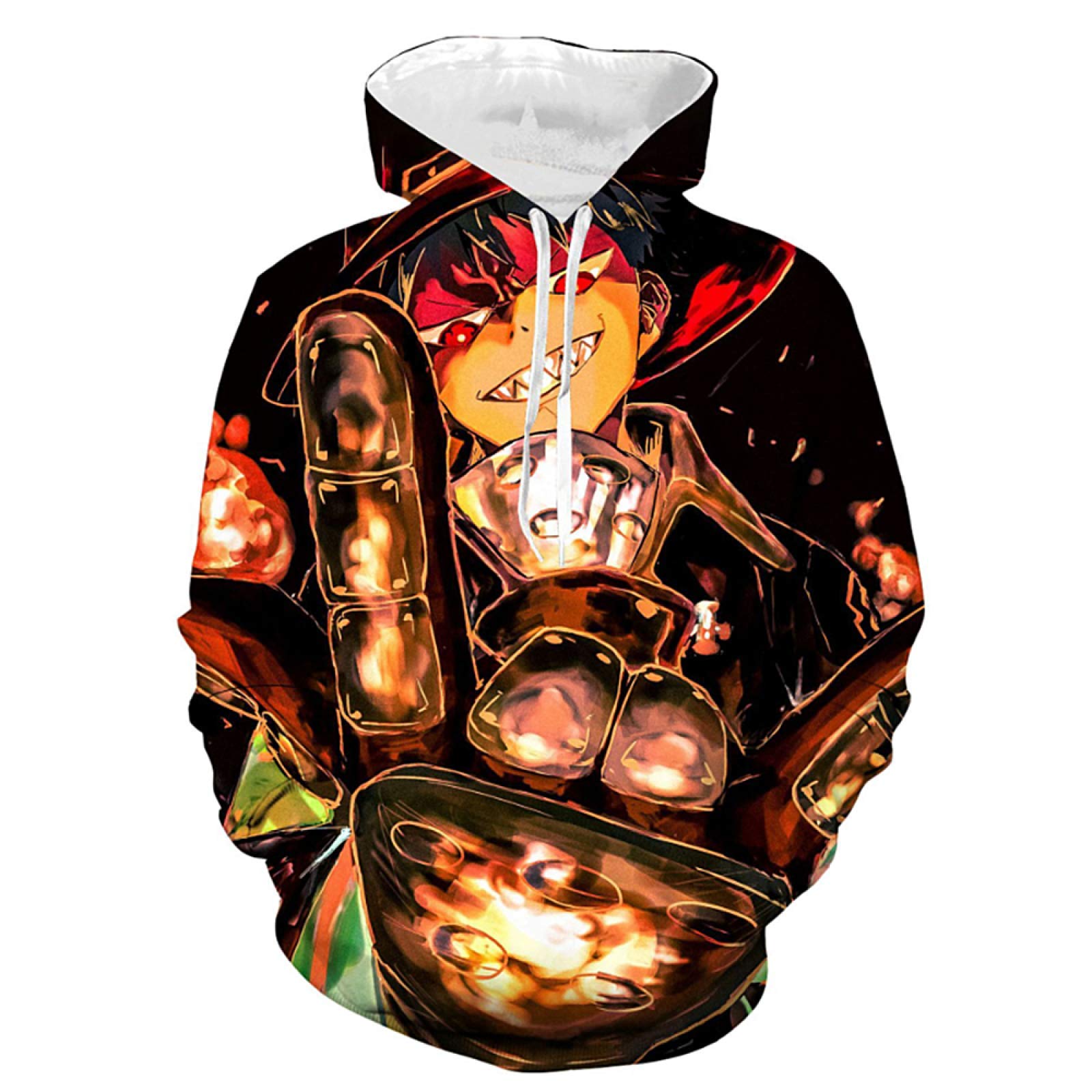 Charous Women's Black Anime Fire Force Cosplay Hoodies,Unisex 3D Printing Hooded Sweatshirt Used For Festival Cosplay Or Gift