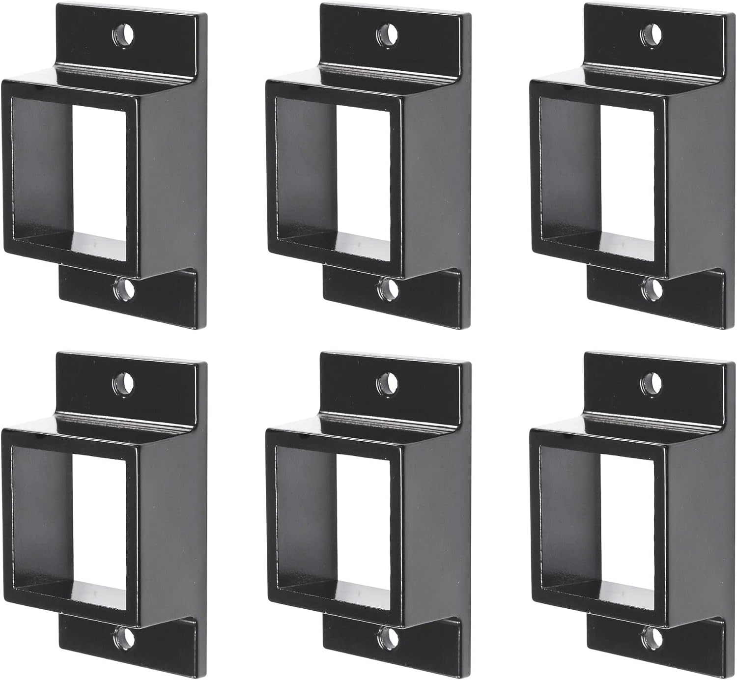 Aluminum Fence Standard Wall Mount 1 5/8" x 1 5/8" for Rails - Residential Rail Mounts | Black | Pack of 6