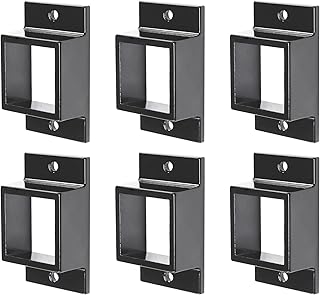 Plum Fittings Aluminum Fence Standard Wall Mount 1 5/8" x 1 5/8" for Rails - Residential Rail Mounts | Black | Pack of 6