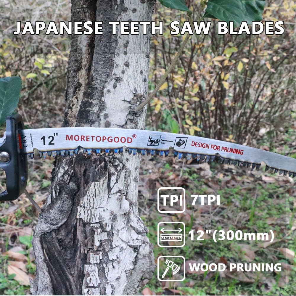 12 Inch Arc Curved Reciprocating Saw Blade with Chipconveyor Design, 7TPI Japanese Teeth with Arc Edge Wood Pruning Saw Blades for Tree Trimming, Wood Cutting,3-Pack