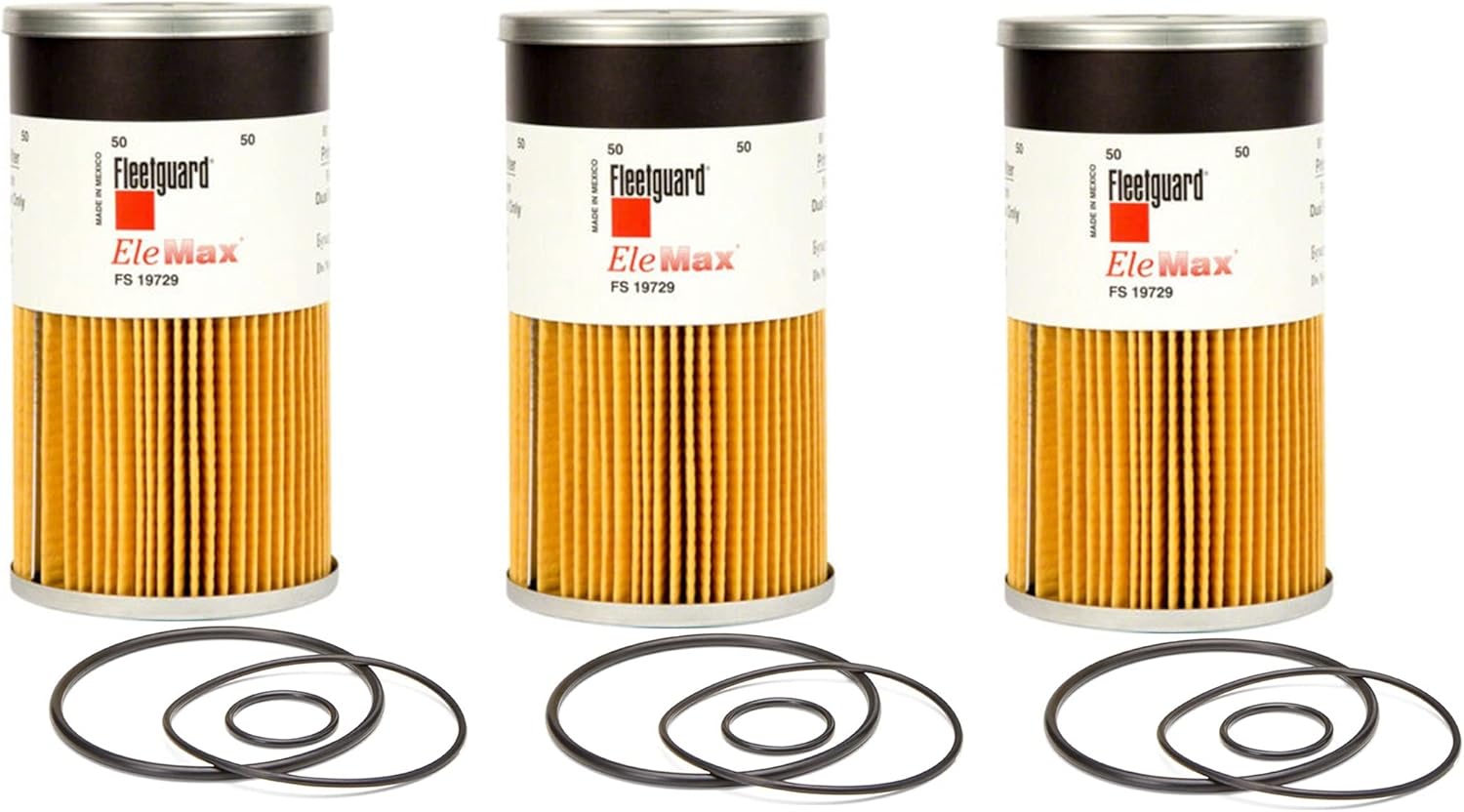 Genuine Fleetguard - Cummins Filtration FS19729 Fleetguard Fuel Water Separator (Pack of 3), Replaces Baldwin PF7755, Donaldson P550737, Luber Finer L9729F, Wix 33657