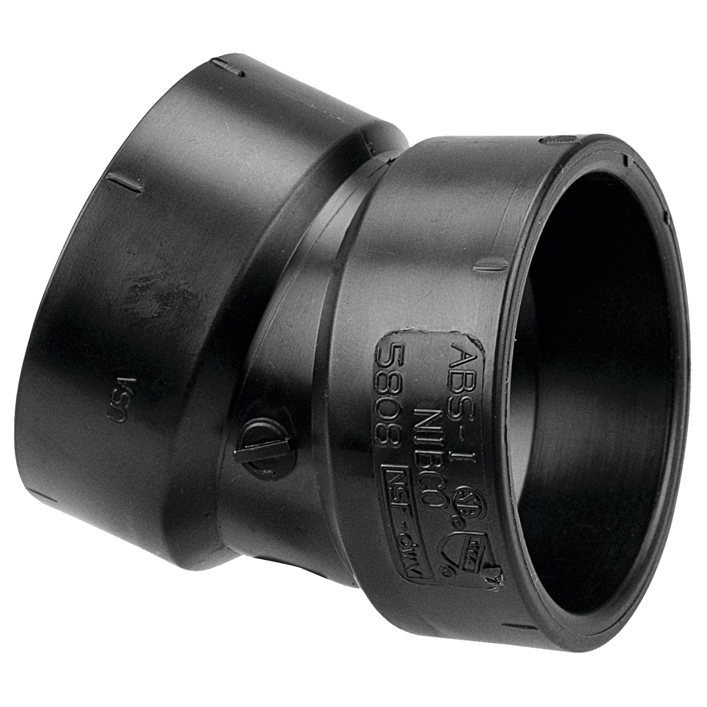 NIBCO Fig No U5808, 1-1/2 in. ABS DWV 22-1/2 Degree Elbow Hub, Solvent Weld