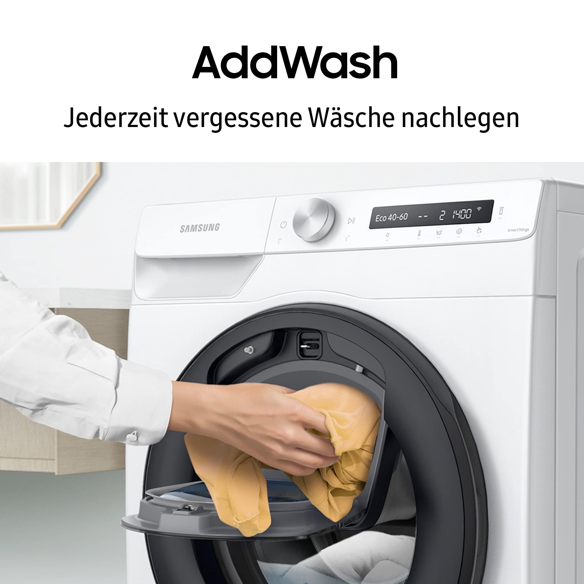 Samsung WD81T554ABW/S2 Waschtrockner, 8 kg, 6 kg, 1400 U/min, AddWash, Ecobubble, Weiß