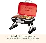 Cuisinart Petit Gourmet Portable Tabletop Gas Grill, Foldaway Legs, Red (CGG-180TC)