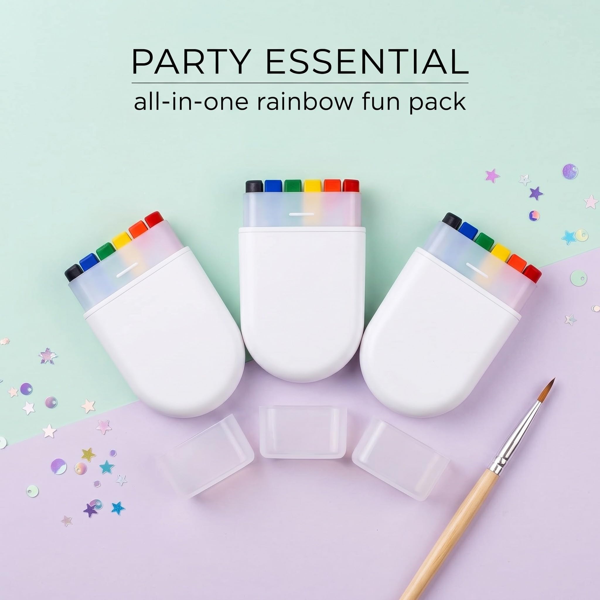 3 Pezzi 6 Colori Penna Pride,Per Feste Arcobaleno,Arcobaleno Penna,Pride Accessori Vernice Per Sfilate E Feste,Lgbt Trucco Con Bandiera Arcobaleno(A)