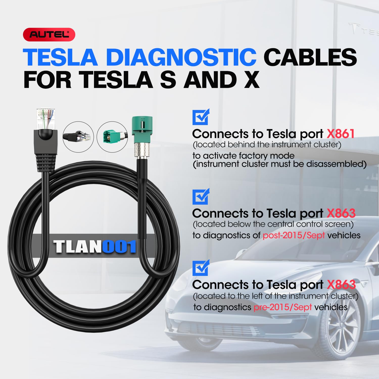Câble Diagnostic Pour TESLA Model S Et Model X - ZKEU298, Neuf