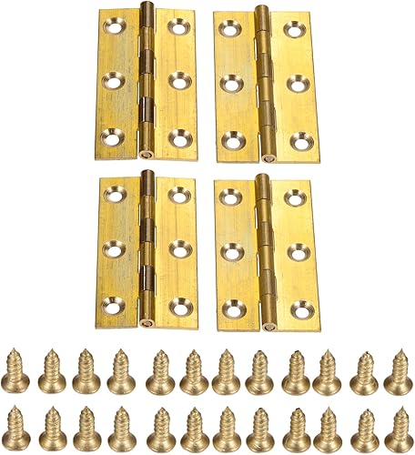 Miniatura 1 de dophee 4 mini bisagras de latón puro, bisagras plegables a tope para cajón, armario, puerta, joyero, muebles de madera, 2.5 pulgadas