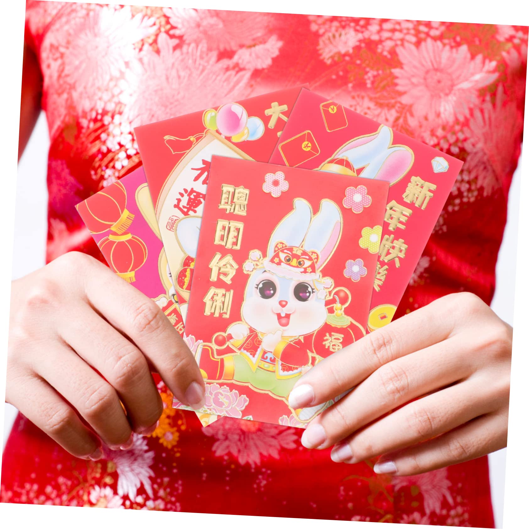 SHINEOFI 5 Juegos 2023 Sobres Rojos De Año Nuevo Sobres De Dragón Rojo Decoraciones De Año Tarjeta De Año 5x7 Bolsillo De Dinero Rojo Paquetes Rojos De Dibujos Animados Papel 54 Piezas X 5