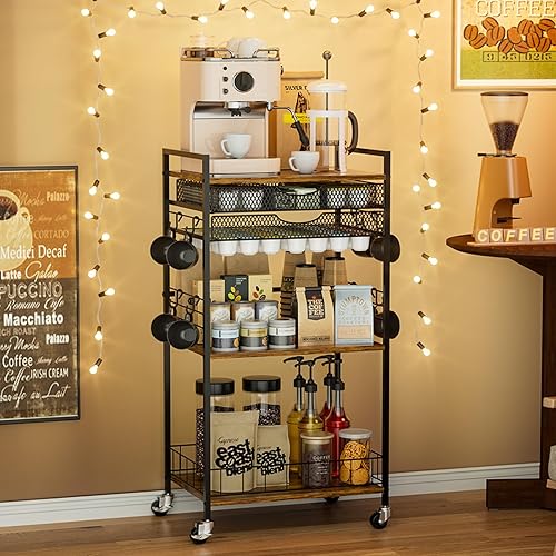 Coffee Bar Station with Storage Drawer - 5 Tier Coffee