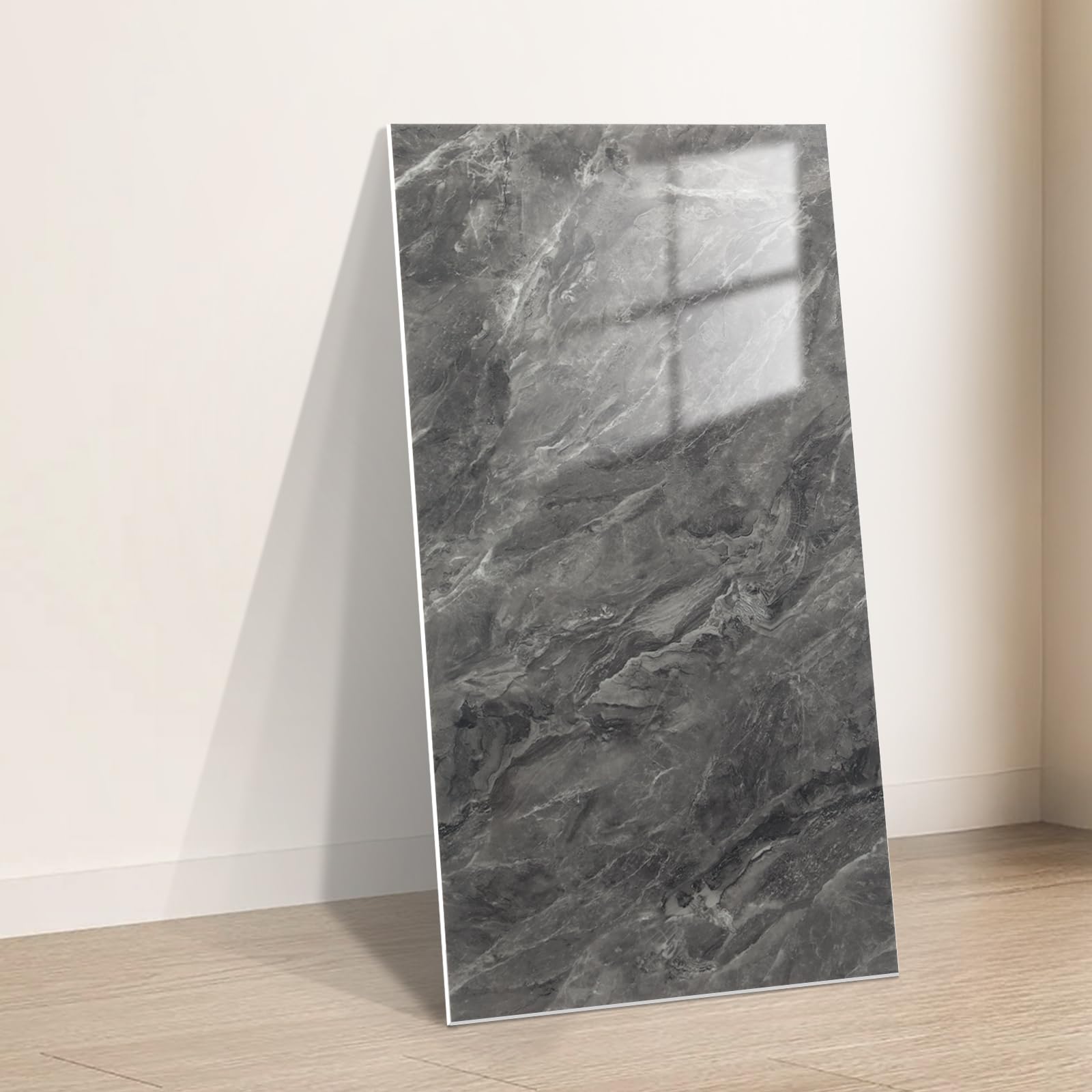 Takezuaa 50Pcs Self Adhesive Wall Tiles Marble, Tile Stickers Black Grey 30x60cm, Peel and Stick on Tiles for Bathroom Kitchen Backsplash Waterproof Removable — image 1