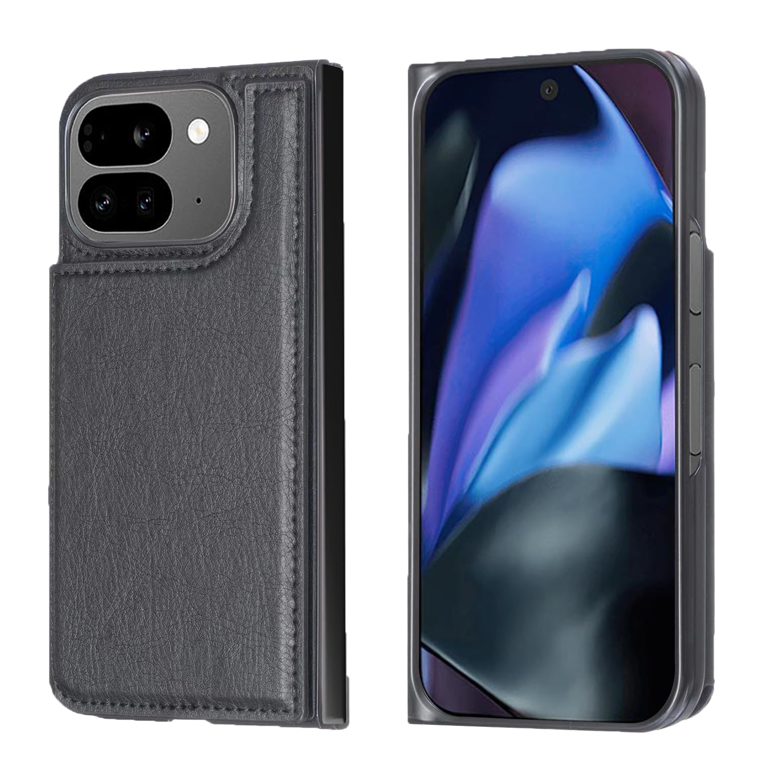 【Viesa】背面カード 手帳型ケース 互換性 Pixel 10 Pro Fold 対応 Google スマホ バックカバー ケース 手帳型 (ブラック) 財布型 背面カバー きスタンド機能 背面型ケース 適用 ピクセル10プロ フォールド グーグルpixel10pro fold BLACK