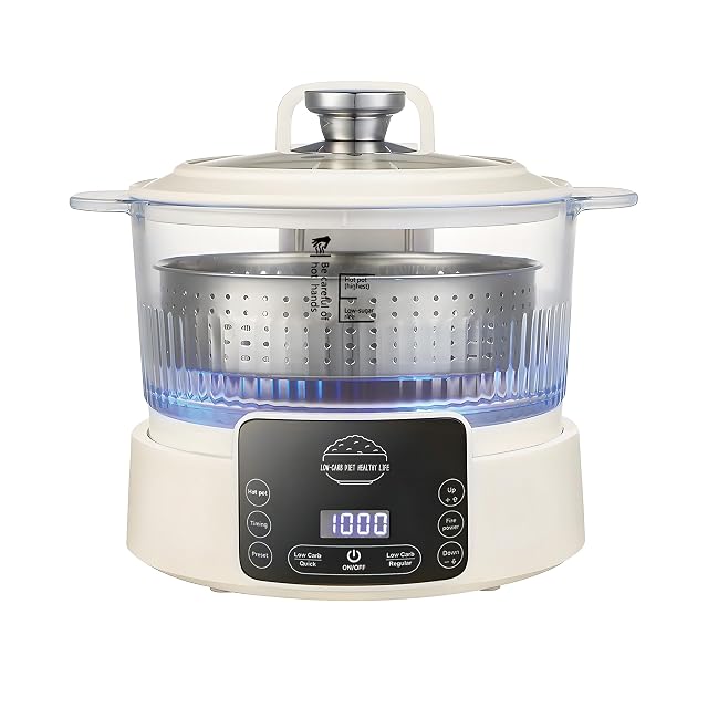 Low Carb Rice Cooker 5L Multifunction Smart Rice Cooker - 4H Keep Warm Digital Display Timer Reservation Function